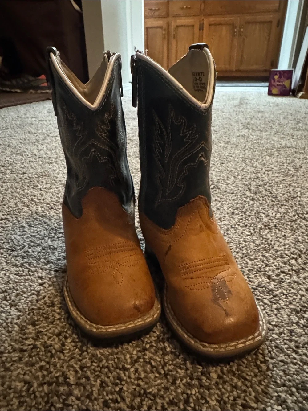 Kids Two-Tone Brown and Black Western Boots